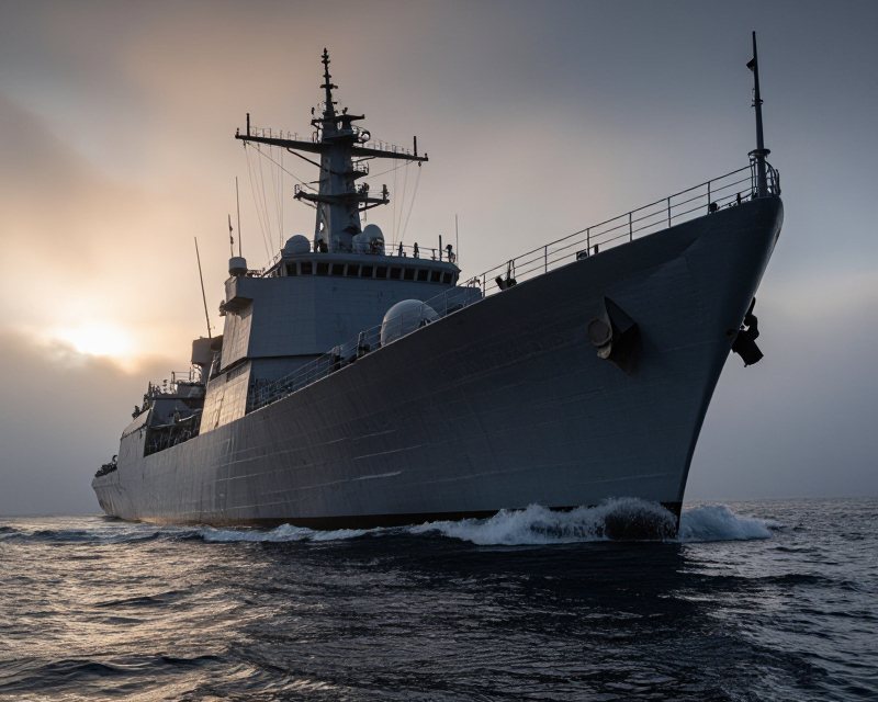 Naval Destroyer at Sea