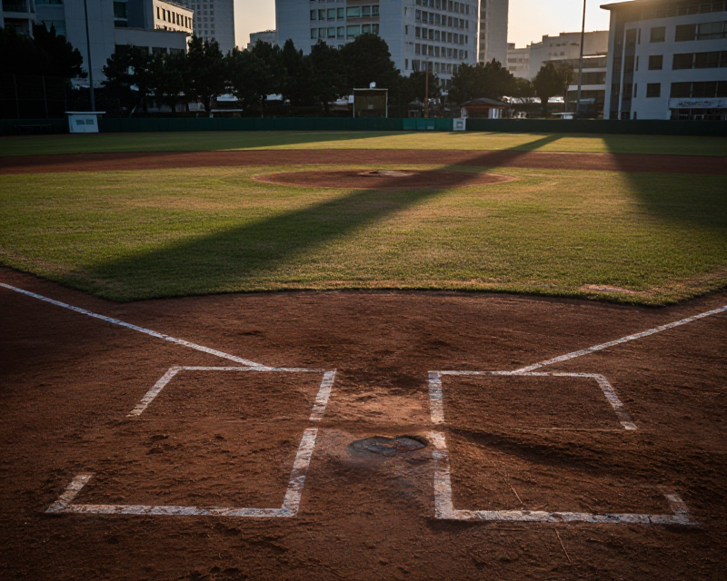 Korean High School Baseball Field at Dusk