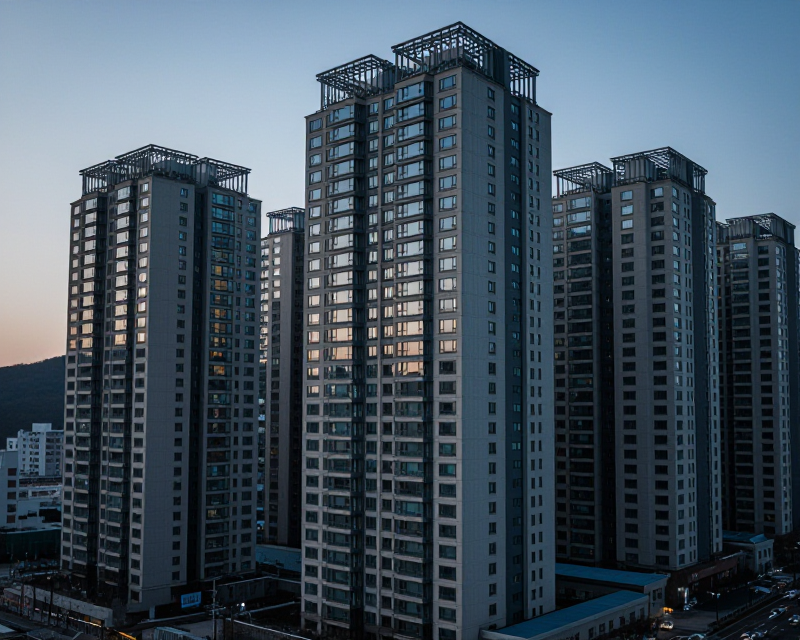 Seoul Apartment Complex at Twilight