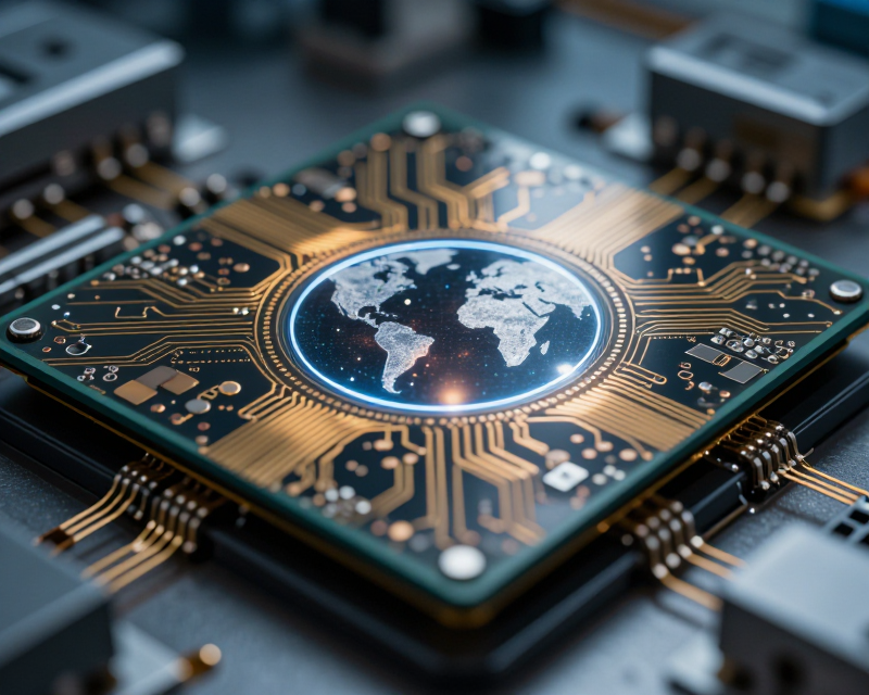 Global Semiconductor and Finance Concept