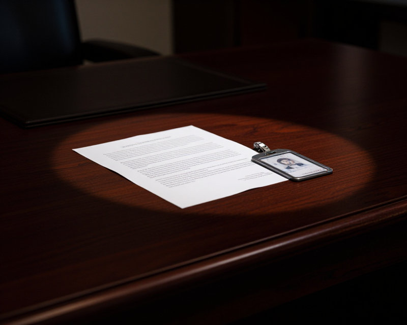 Empty Executive Desk Symbolizing Departure